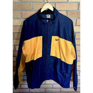 Vintage 90s Nike Logo Clima Fit Windbreaker Jacket Men’s Size XL Yellow & Blue